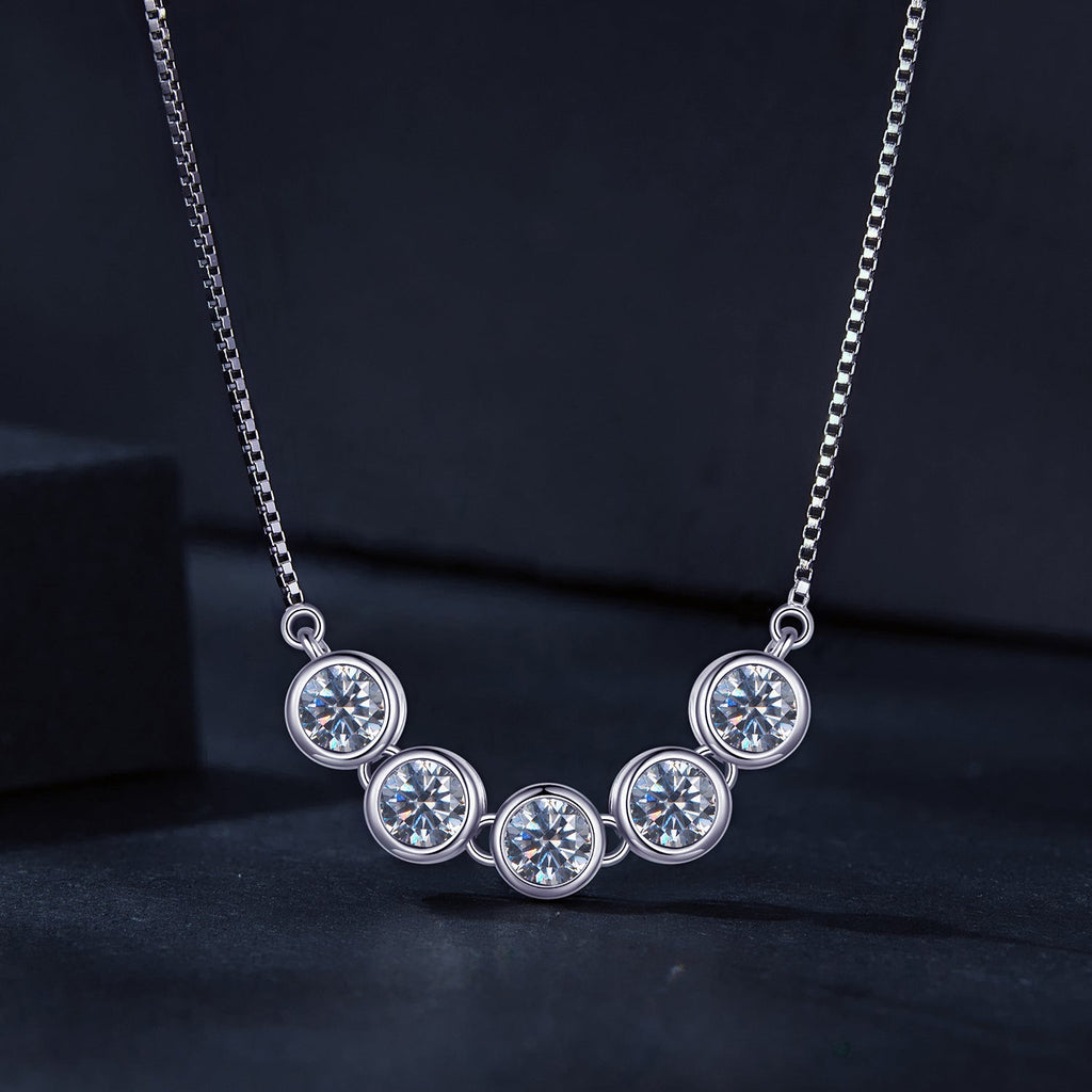 925 Sterling Silver 4mm Moissanite Plated Platinum Necklace for Women