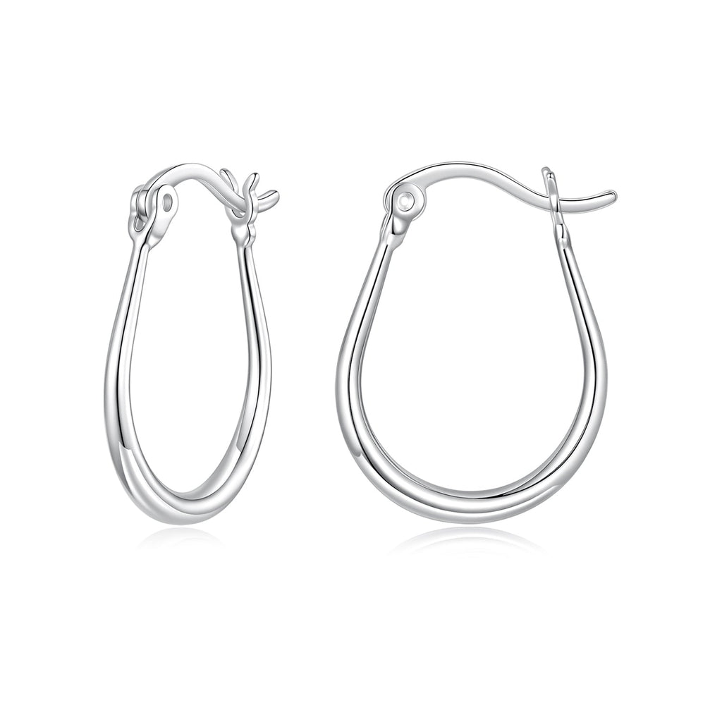 925 Sterling Silver Earrings for Women - 2.9x0.2cm, Plated White Gold, Style L