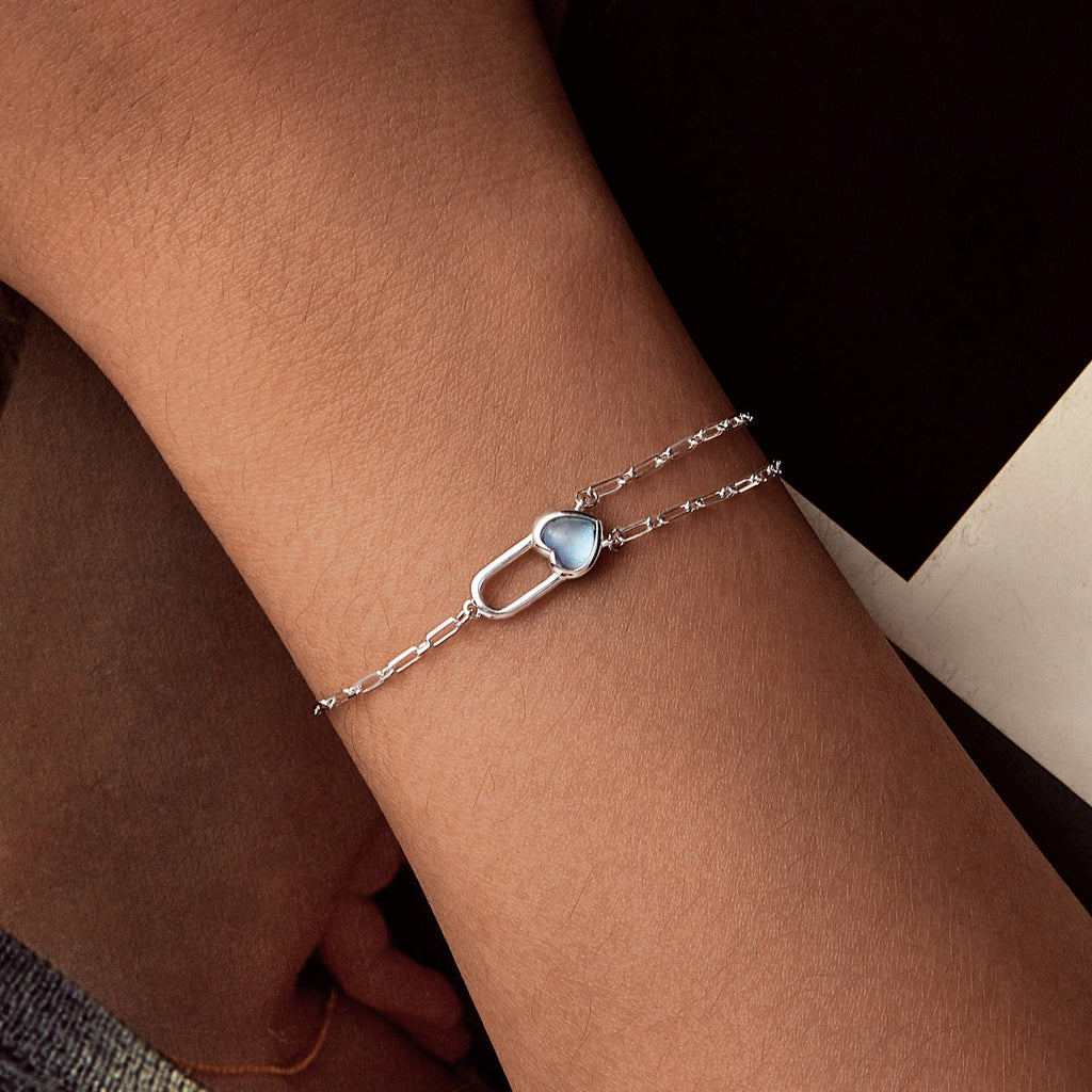 925 Sterling Silver Aquamarine Bracelet for Women