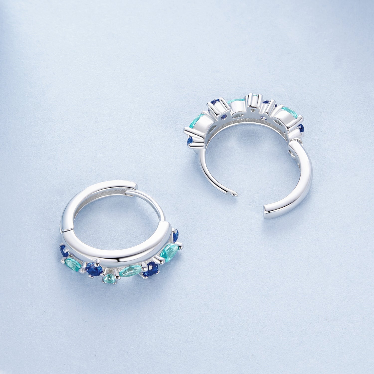 925 Sterling Silver Earrings with Pavé Setting and White Gold Plating for Women