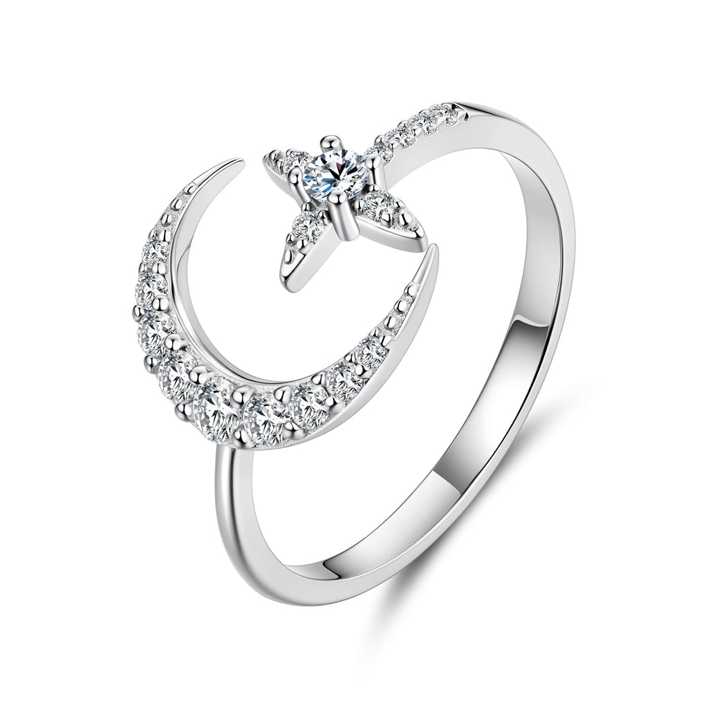 925 Sterling Silver Moissanite 0.25cm White Gold Plated Ring - Size E for Women