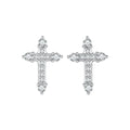925 Sterling Silver Earrings with Pavé Setting CZ in White Gold Plating - 1.2x0.8cm for Women
