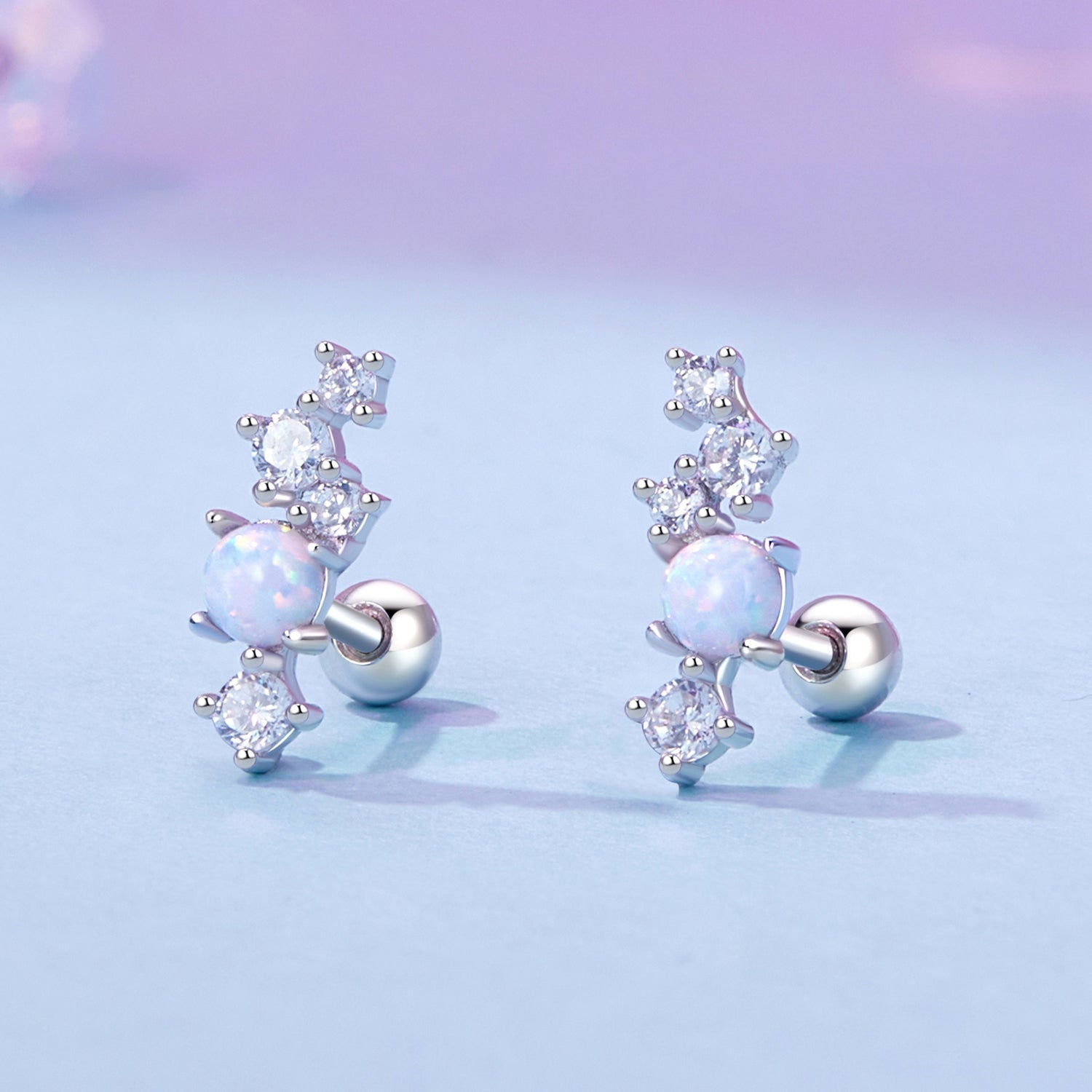 925 Sterling Silver Translucent Opal CZ Earrings for Women