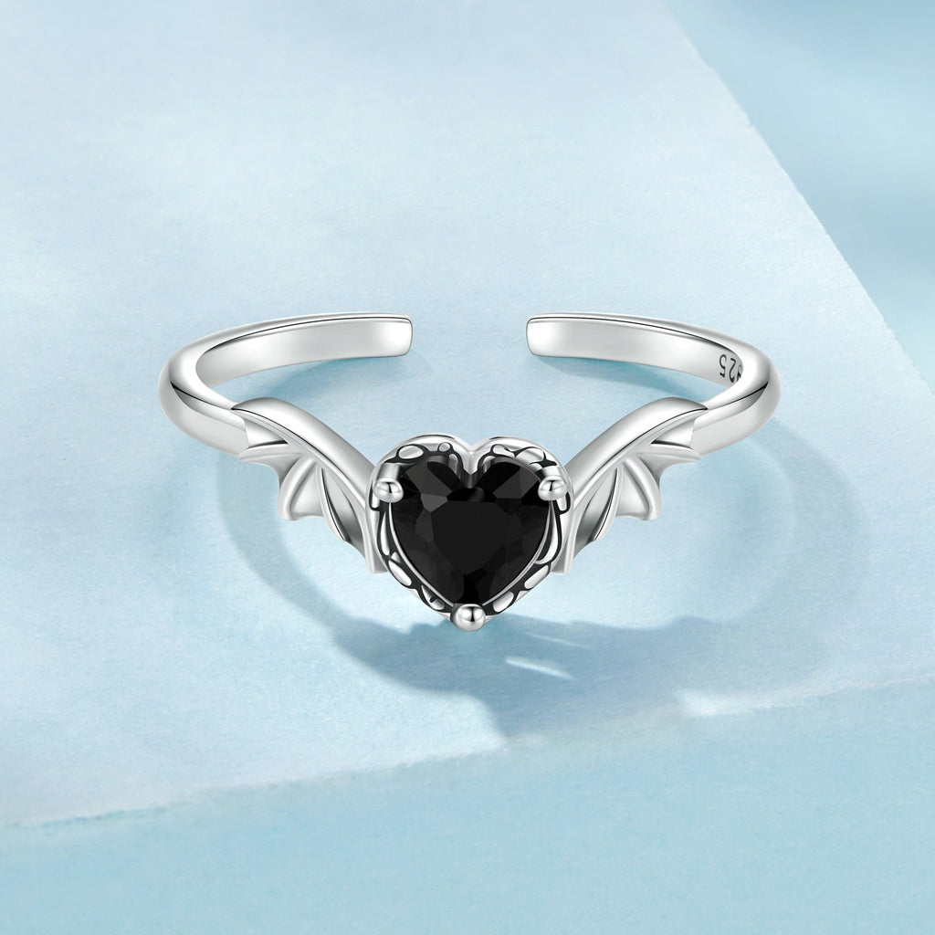 925 Sterling Silver Oxidized Pendant CZ Ring