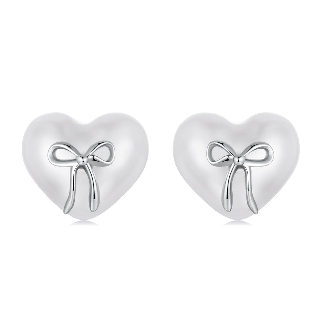 925 Sterling Silver Earrings with Quality Shell Pearl, Size 1*1.2cm for Women