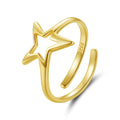 925 Sterling Silver Plated Gold 1.40cm Star Ring