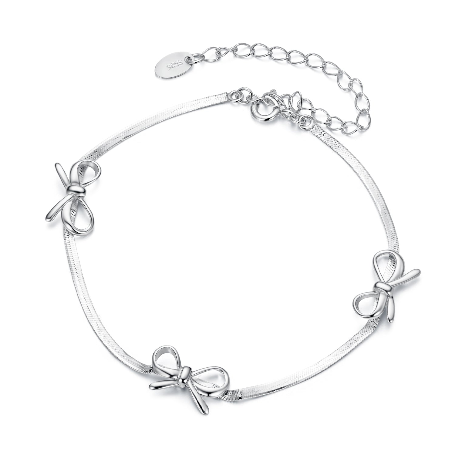 925 Sterling Silver White Gold Plated Adjustable Bracelet for Women