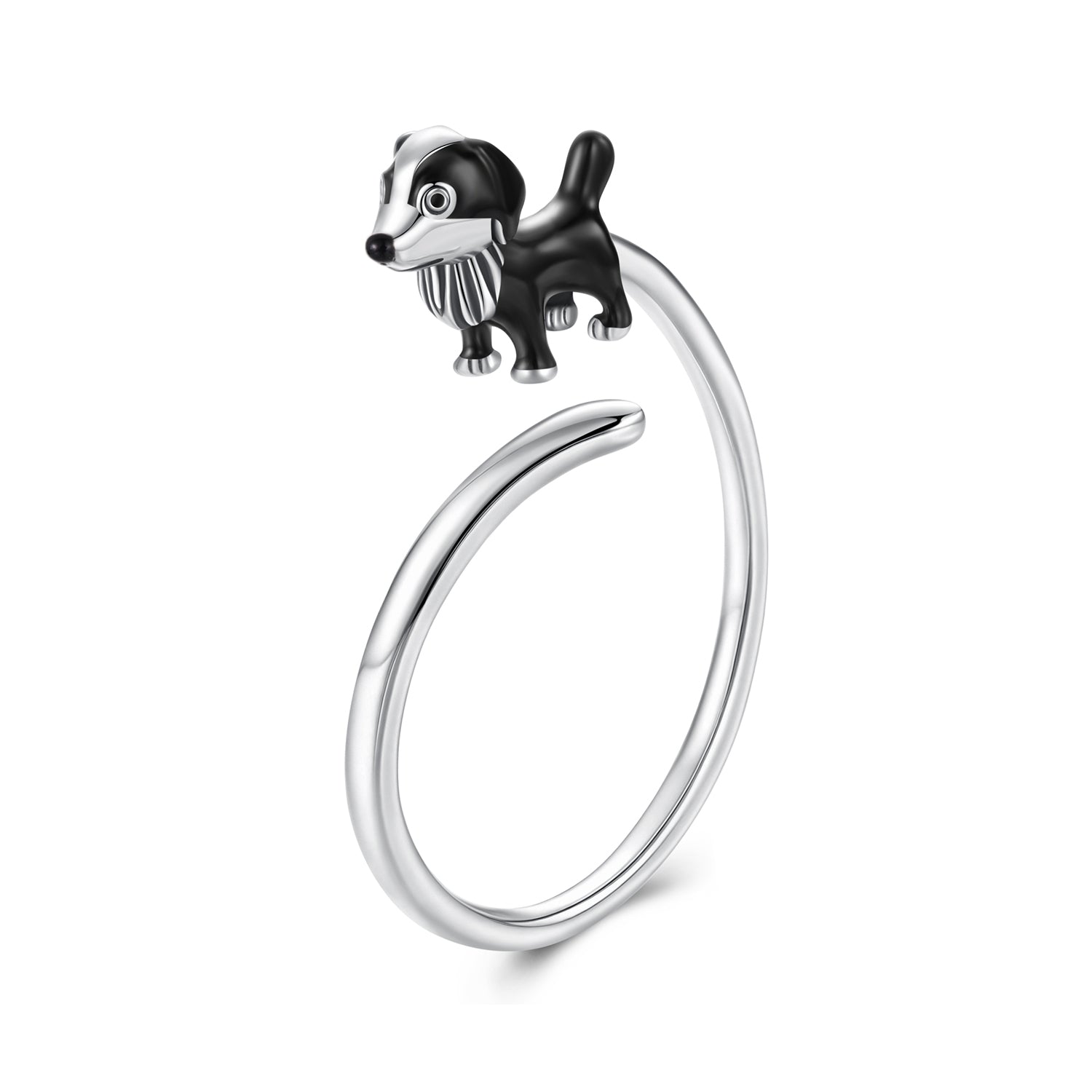 925 Sterling Silver Enamel Oxidized Silver Ring for Dogs