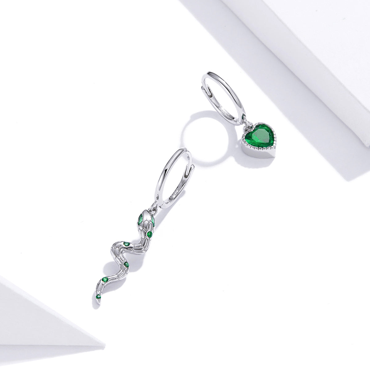 925 Sterling Silver Earrings with Pavé Setting CZ and Plated Platinum