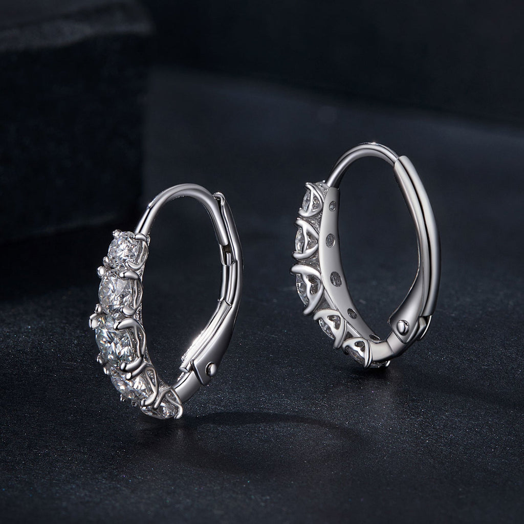 925 Sterling Silver Moissanite Earrings 13*4mm for Women