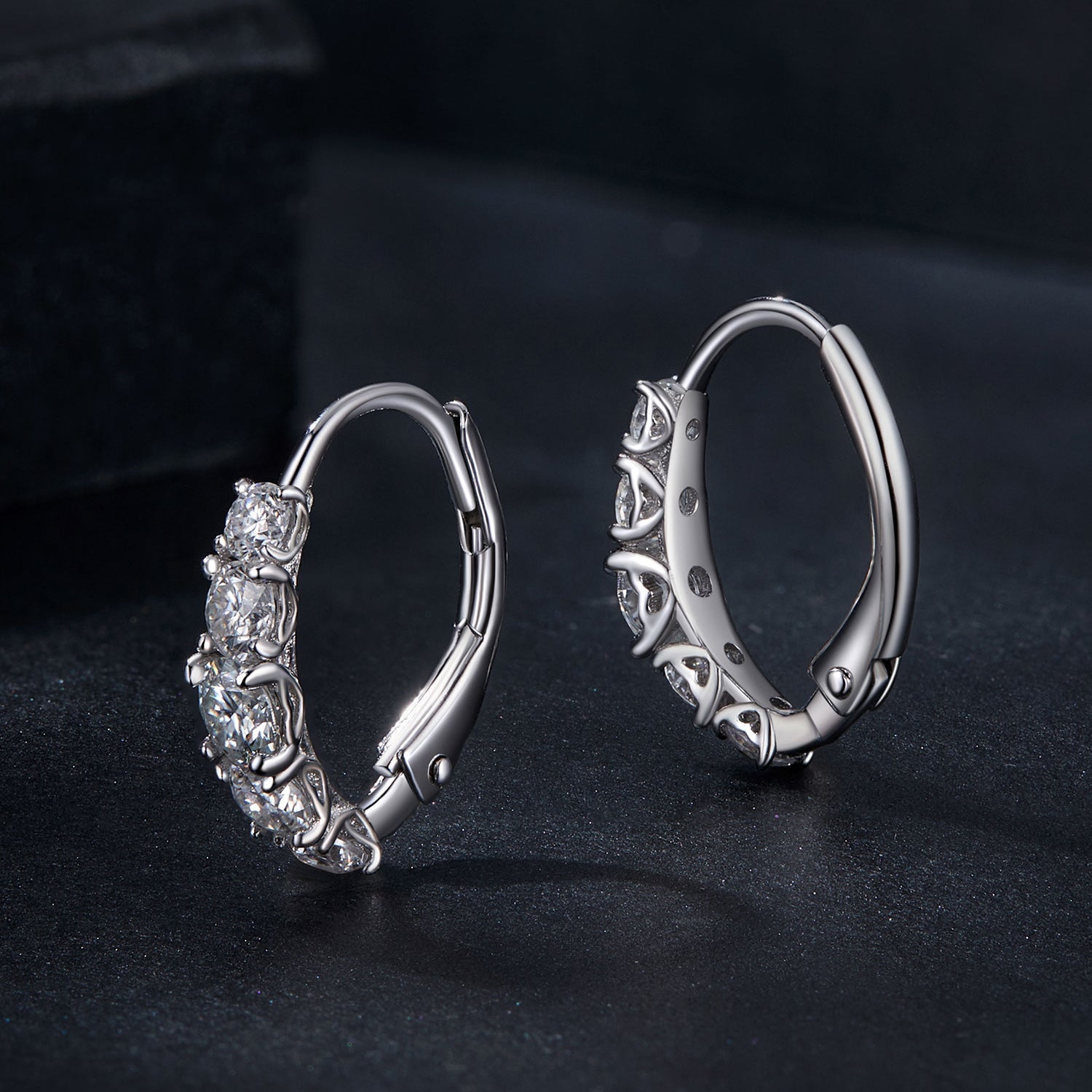925 Sterling Silver Moissanite Earrings 13*4mm for Women