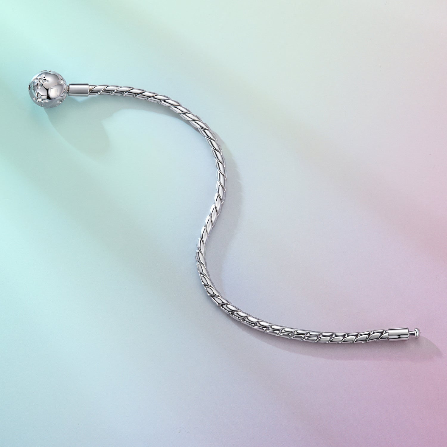 925 Sterling Silver White Gold Plated Bracelet with CZ Pendant for Women