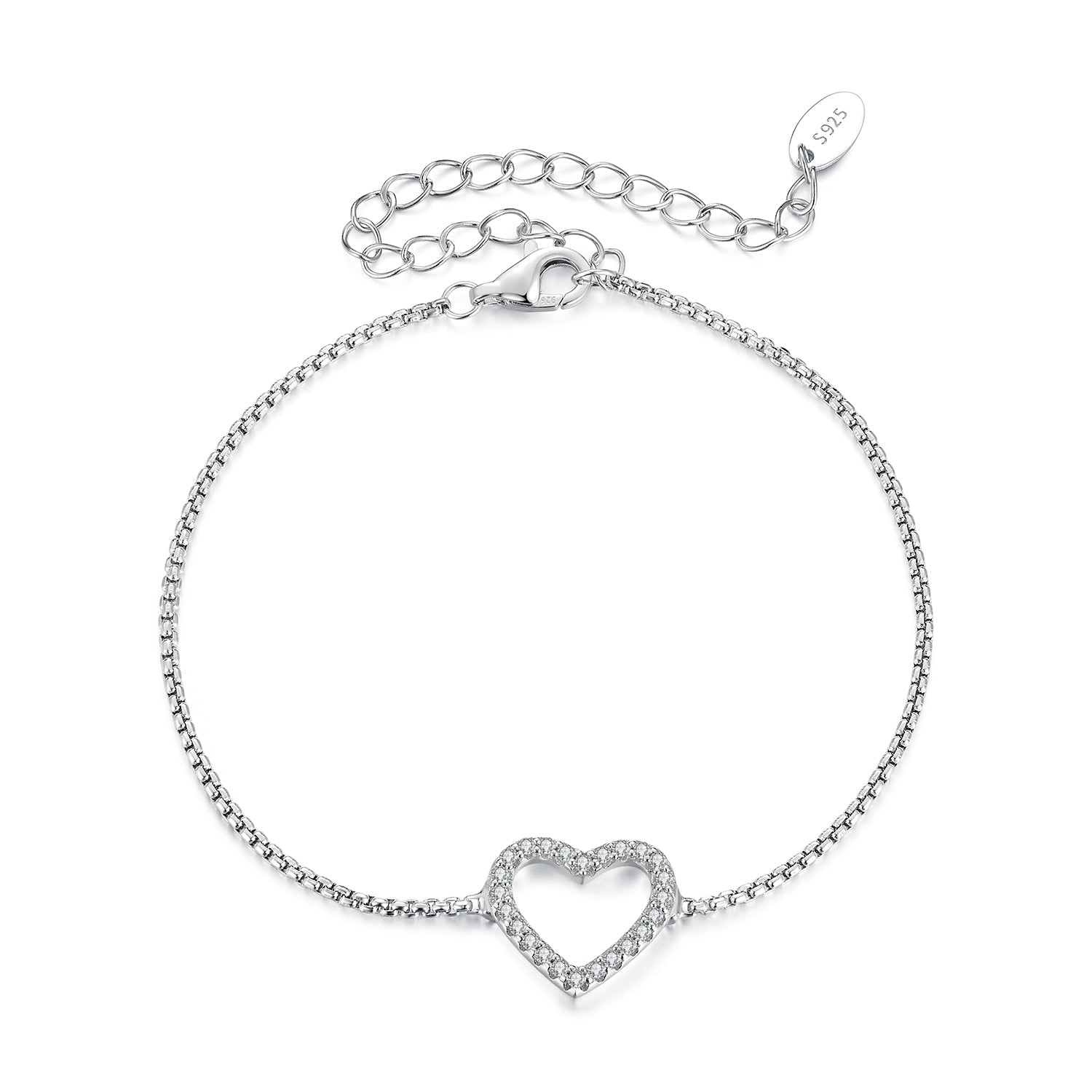 925 Sterling Silver Plated White Gold Moissanite Bracelet for Women