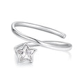 925 Sterling Silver White Gold Plated Pavé CZ Star Ring for Women
