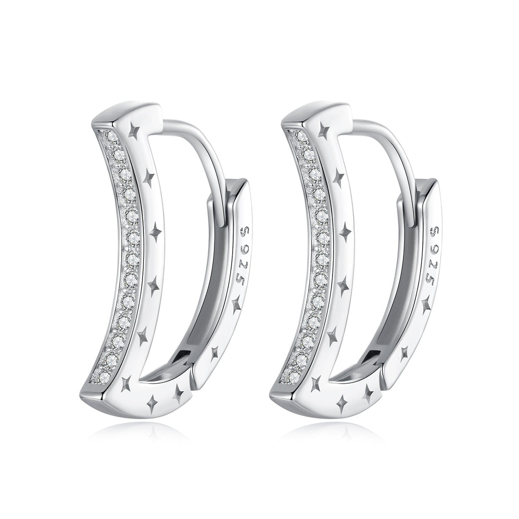 925 Sterling Silver Pave Setting CZ White Gold Plated Earrings for Women