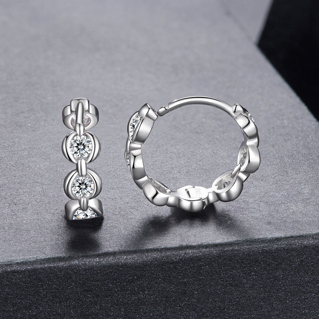 925 Sterling Silver 0.25 Carat Moissanite Hoop Earrings for Women