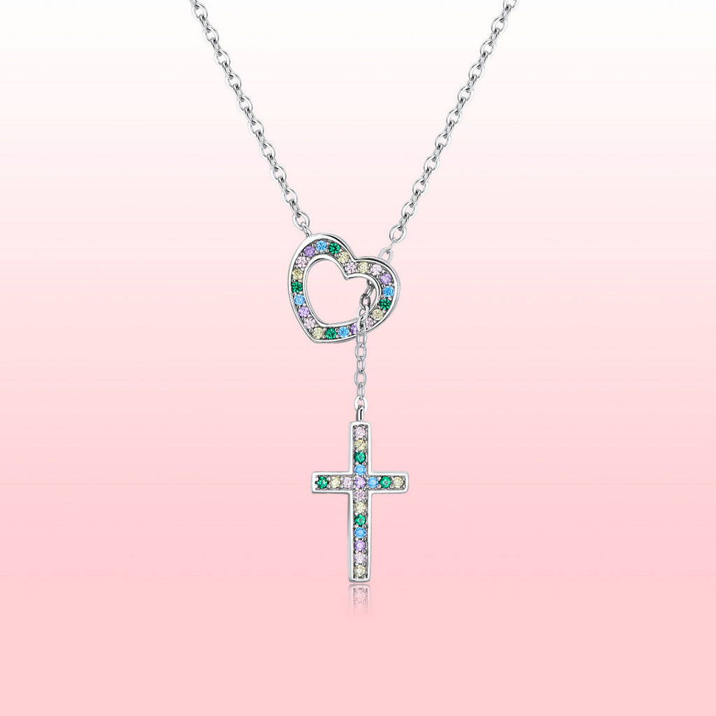 925 Sterling Silver Plated Necklace with Adjustable Length 42.5cm and CZ for Women