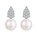 925 Sterling Silver 0.023 Carat Moissanite & Freshwater Pearl Earrings for Women