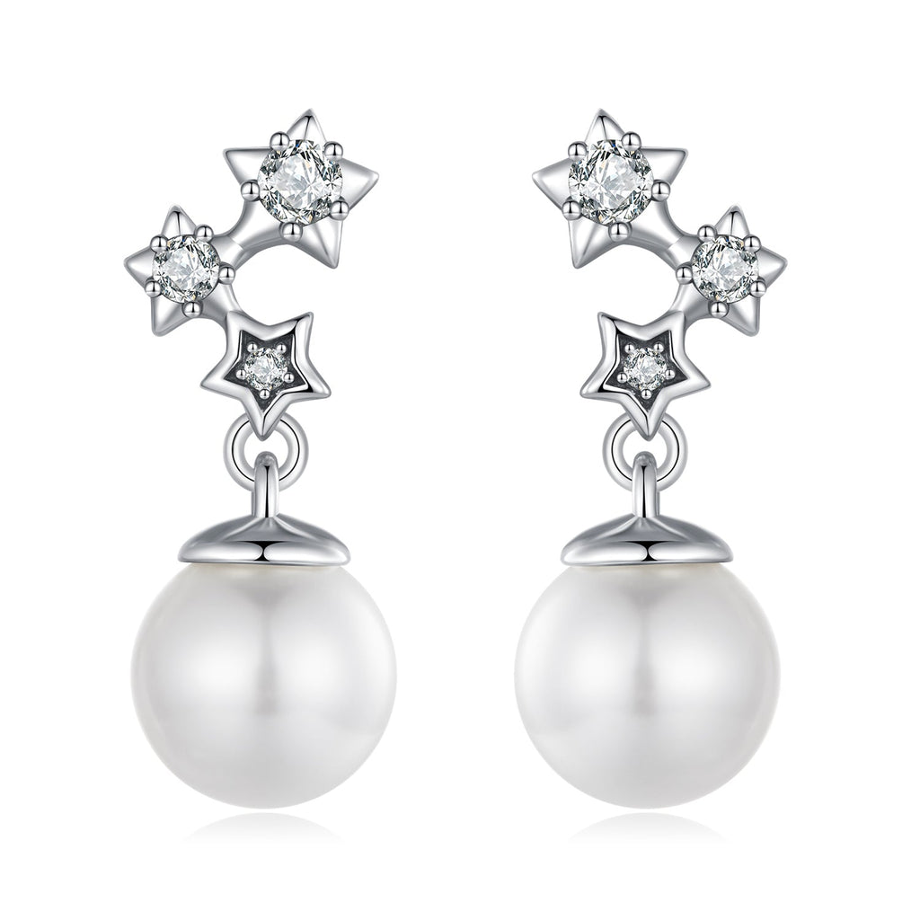 925 Sterling Silver Earrings with Quality Shell Pearl and CZ for Women