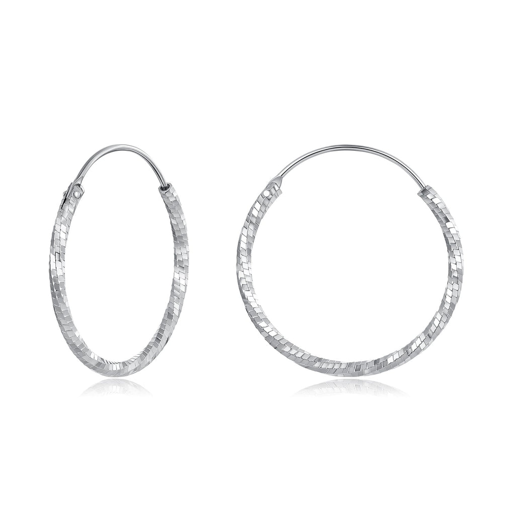 925 Sterling Silver Earrings for Women - White Gold Plated, 2.6*0.2 cm, Style L
