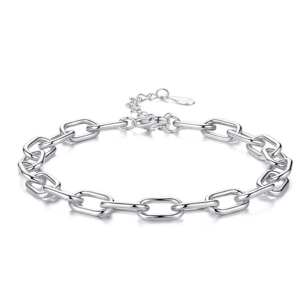 925 Sterling Silver White Gold Plated 15+6cm Adjustable Bracelet for Women