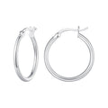 925 Sterling Silver Plated Platinum Earrings 24x2mm for Women