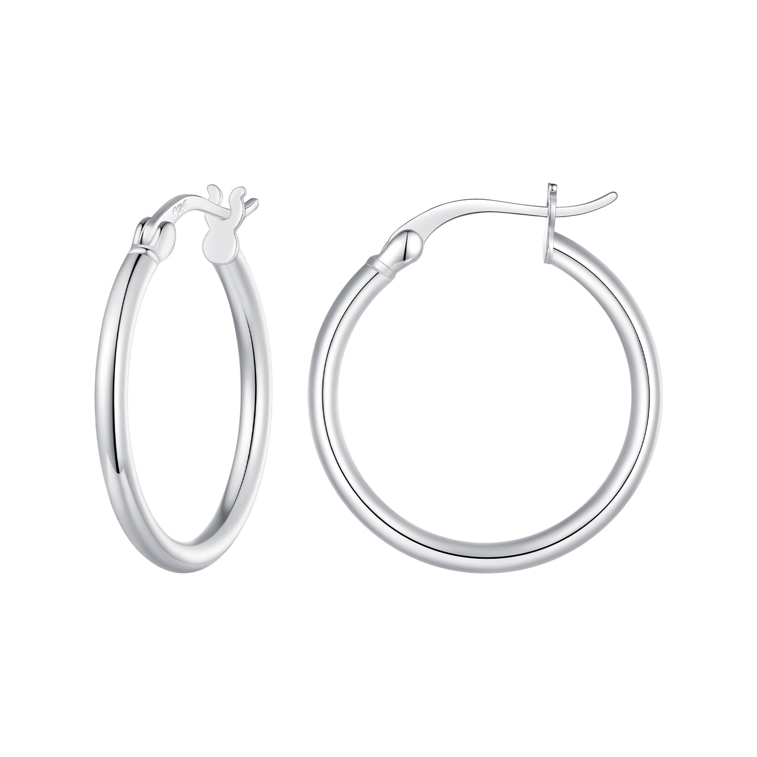 925 Sterling Silver Plated Platinum Earrings 24x2mm for Women