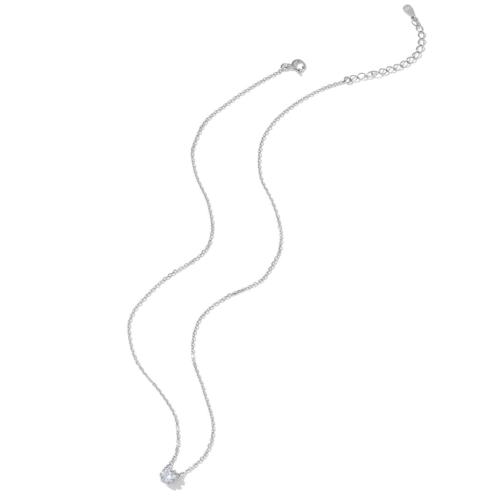 925 Sterling Silver Adjustable Necklace with CZ Pendants for Women