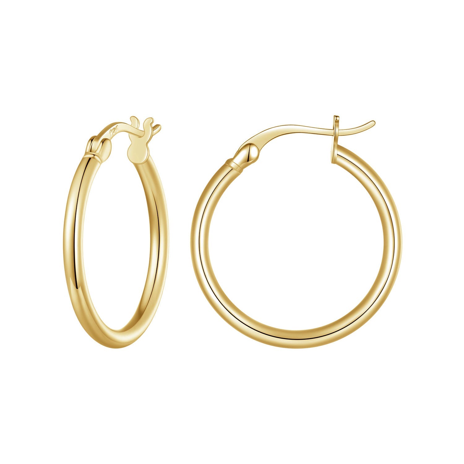 925 Sterling Silver Plated Platinum Earrings 24x2mm for Women