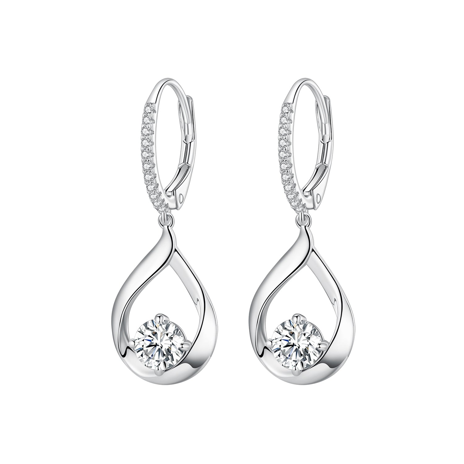 925 Sterling Silver Moissanite 0.5ct Earrings with Pavé Setting, Size 30*11mm for Women