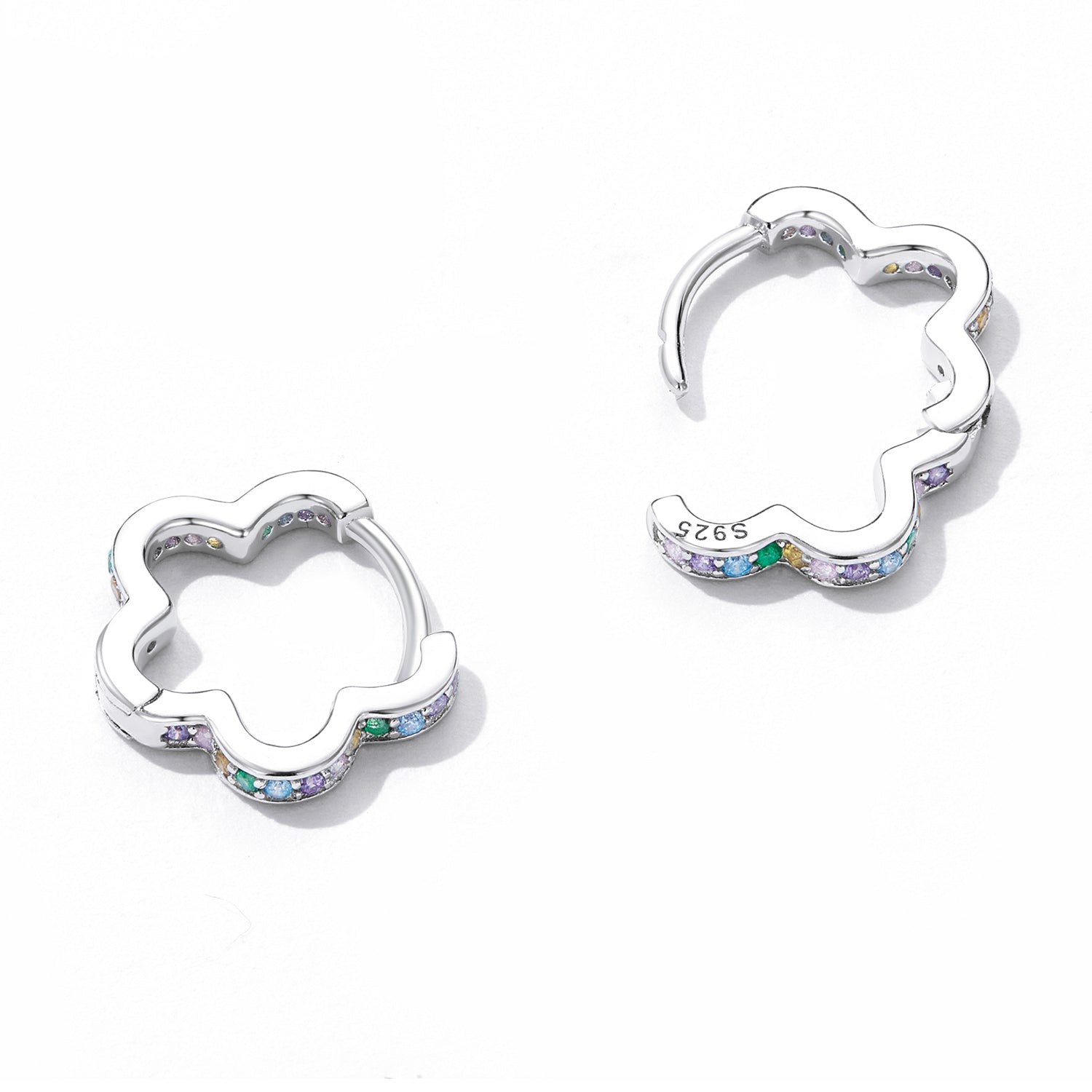 925 Sterling Silver Earrings with Pavé Setting CZ and Platinum Plating for Women