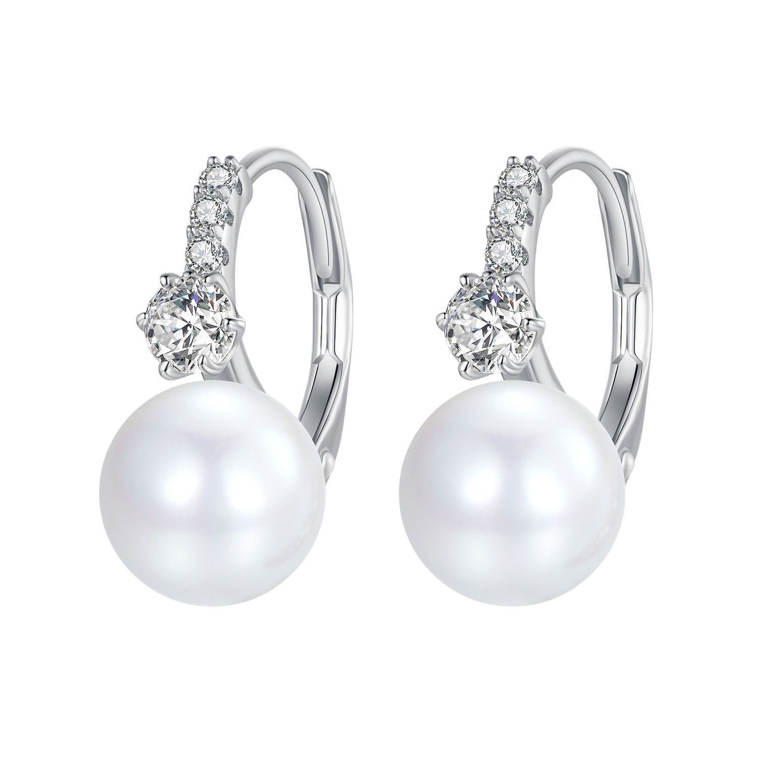 925 Sterling Silver Earrings with Quality Shell Pearl and CZ for Women