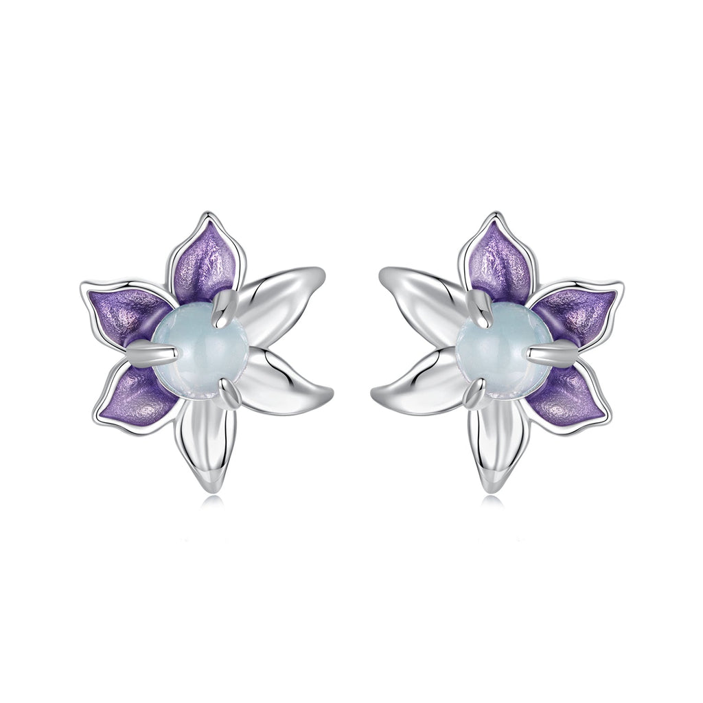 925 Sterling Silver Earrings with Enamel and Transparent Glass for Women