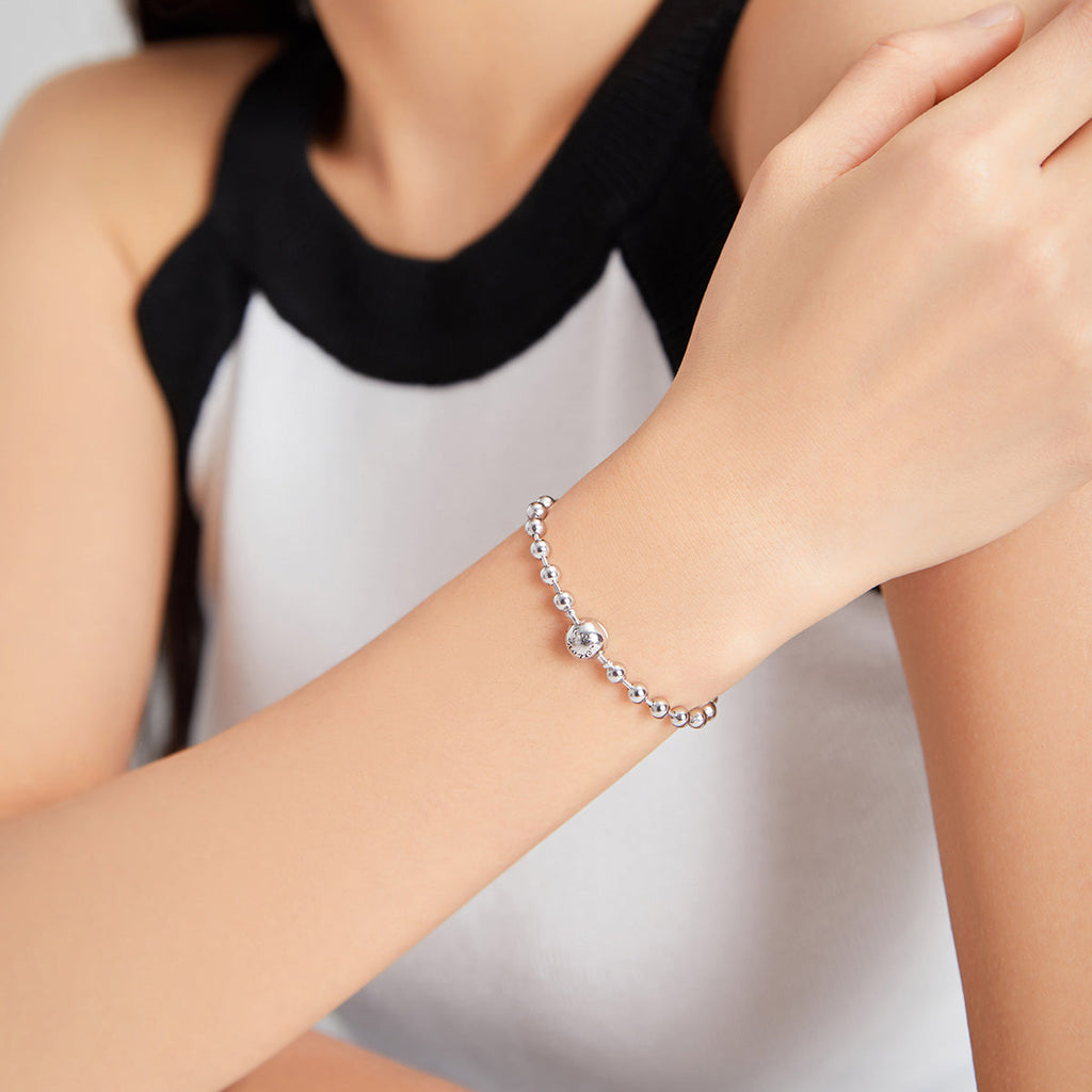 925 Sterling Silver Bracelet 17cm Oxidized & Platinum Plated for Women