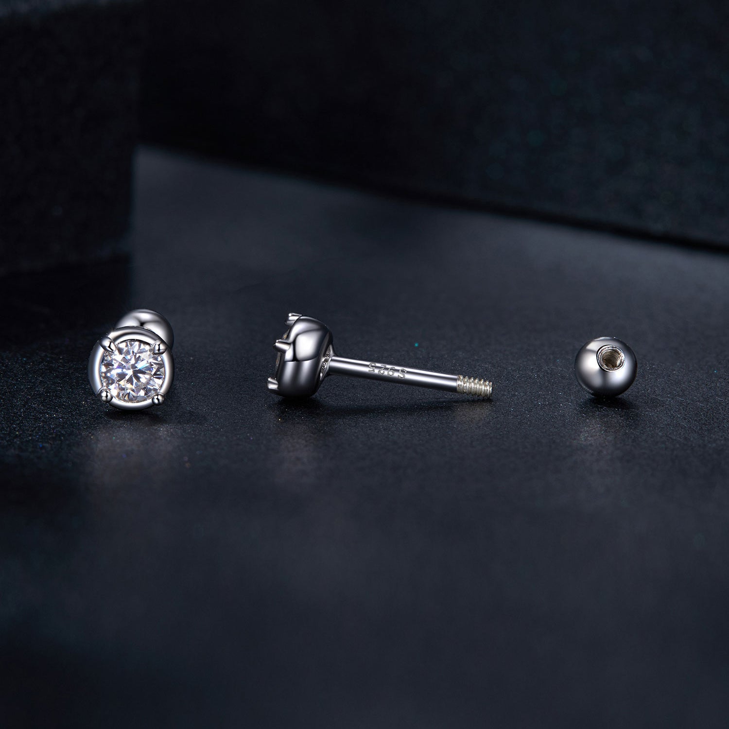925 Sterling Silver 4mm Moissanite Earrings with Platinum Plating for Women