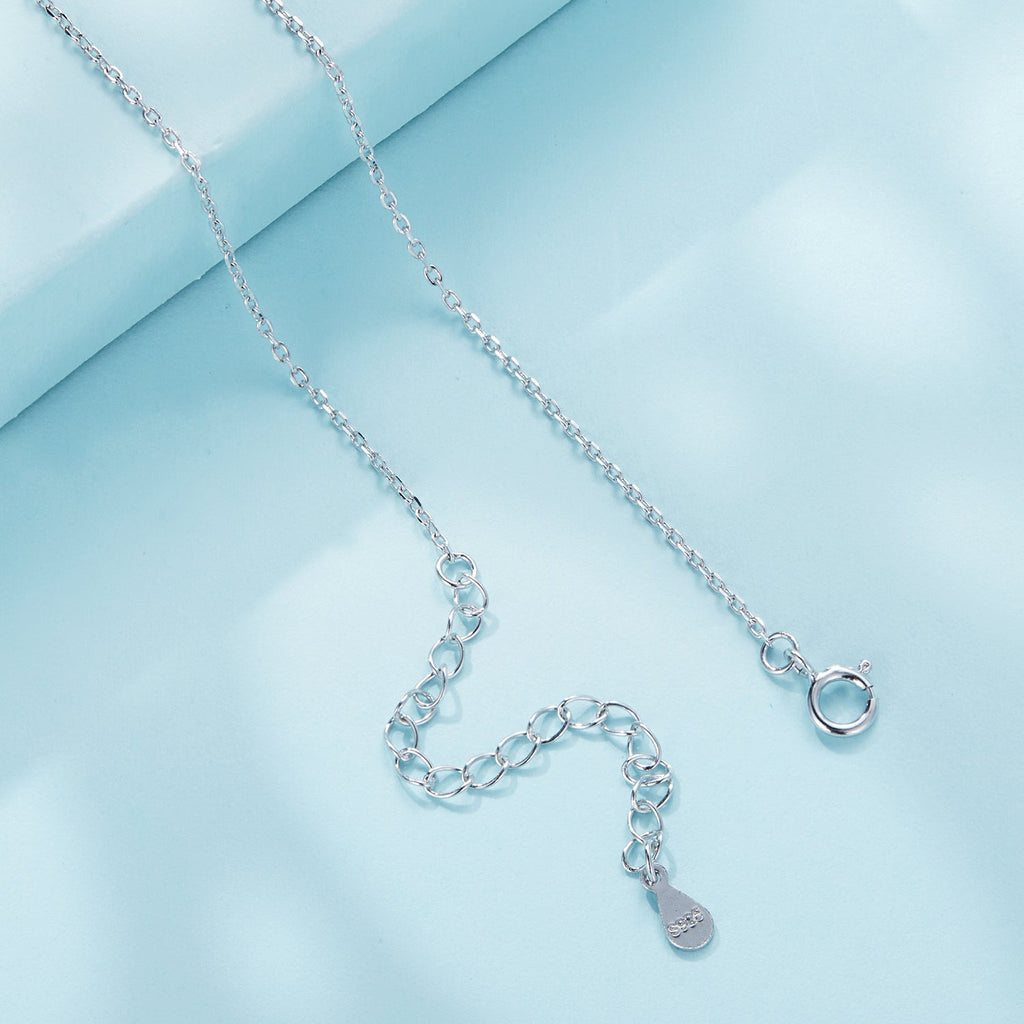 925 Sterling Silver Necklace with CZ in Rose Gold and Platinum Finish, 400mm Chain Length for Women