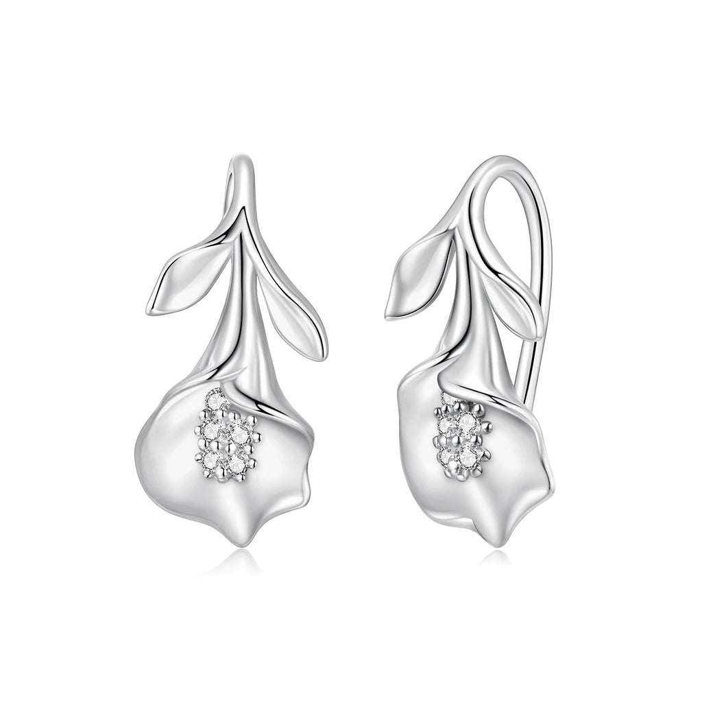 925 Sterling Silver Earrings with White Gold Plating and CZ