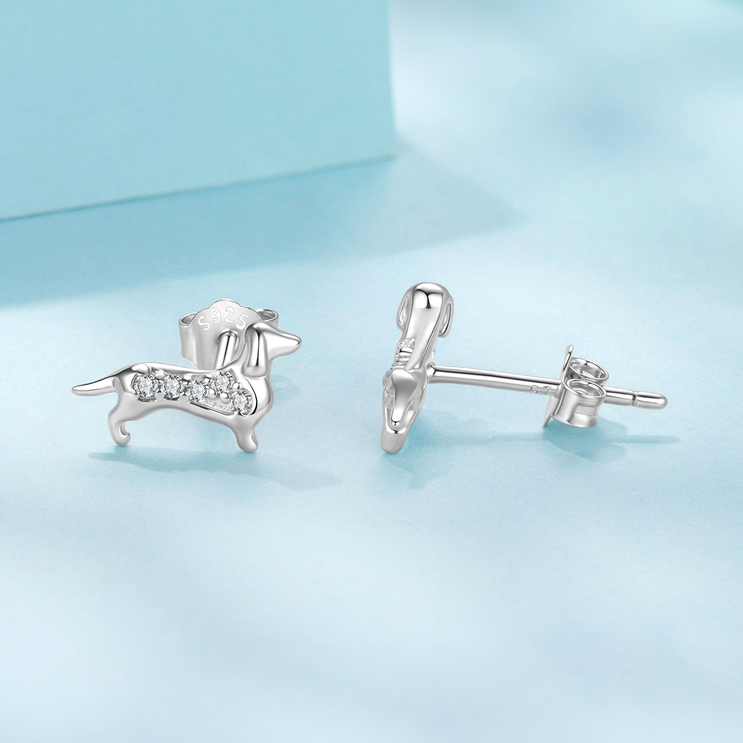 925 Sterling Silver Earrings with Pavé Setting and White Gold Plating for Women