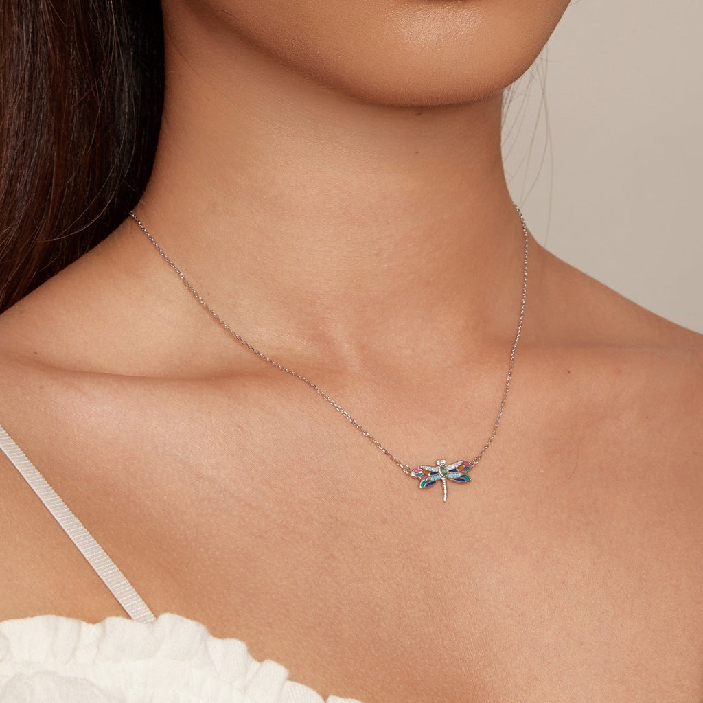 925 Sterling Silver Pendant Necklace with Pavé CZ and Plated Platinum