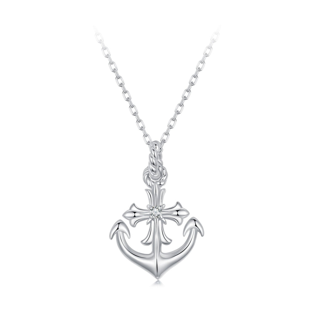 925 Sterling Silver Necklace with Pavé Set CZ and White Gold Plating