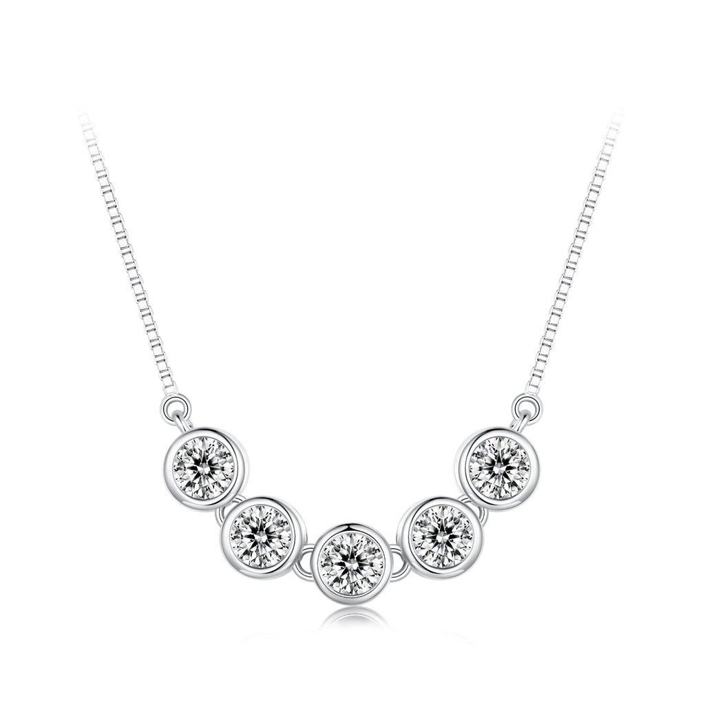925 Sterling Silver 4mm Moissanite Plated Platinum Necklace for Women
