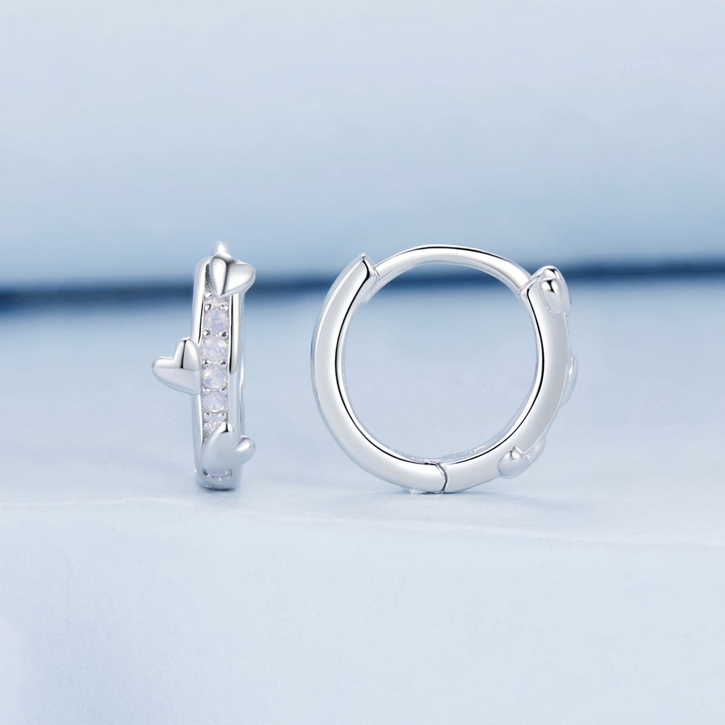 925 Sterling Silver Nano Opal Earrings for Women - White Gold Plated - 12x5mm