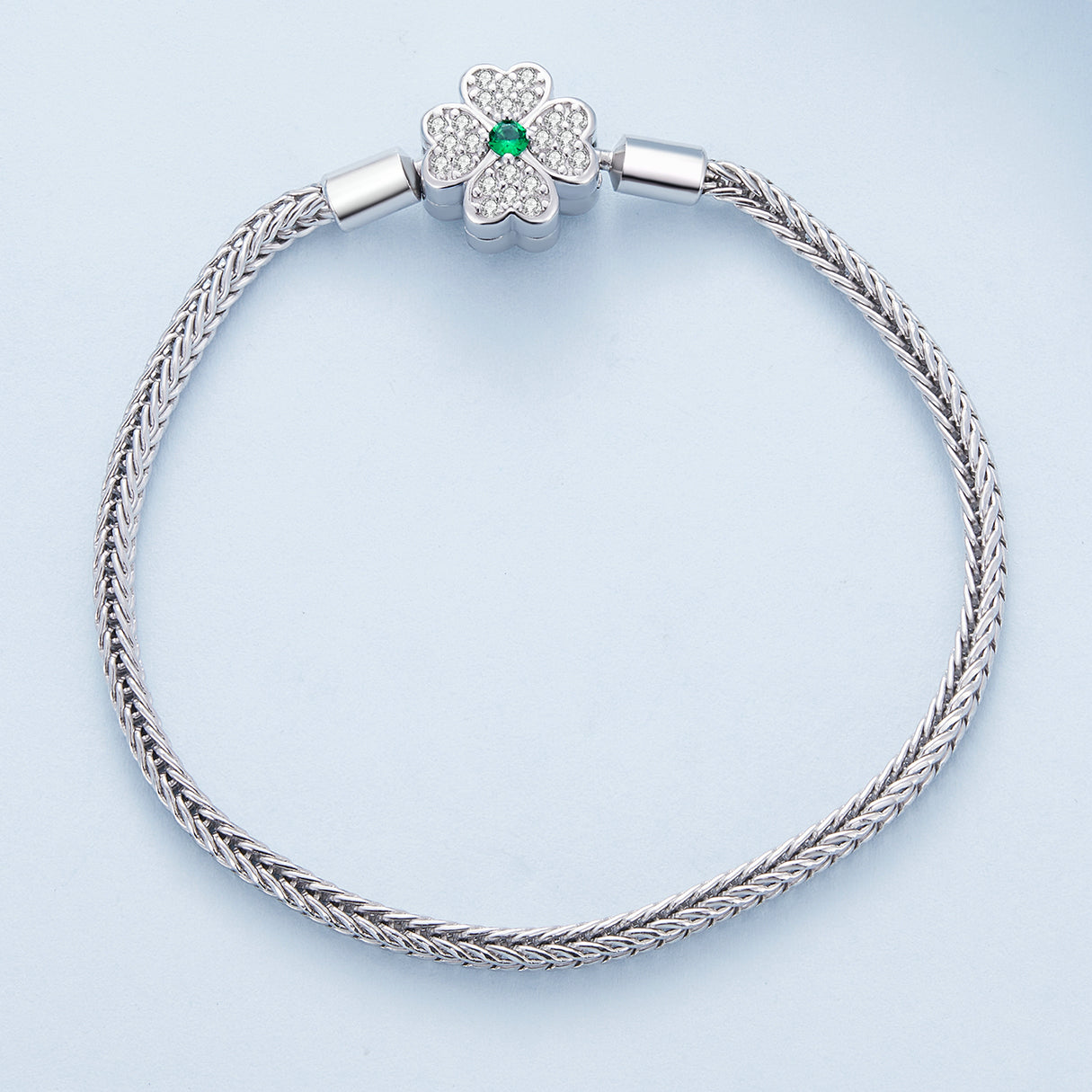 925 Sterling Silver Plated Platinum Bracelet with 3mm Rope for Women