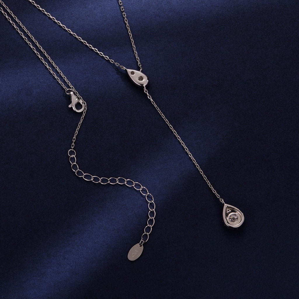 925 Sterling Silver Moissanite Necklace with 3 Stone Sizes for Women