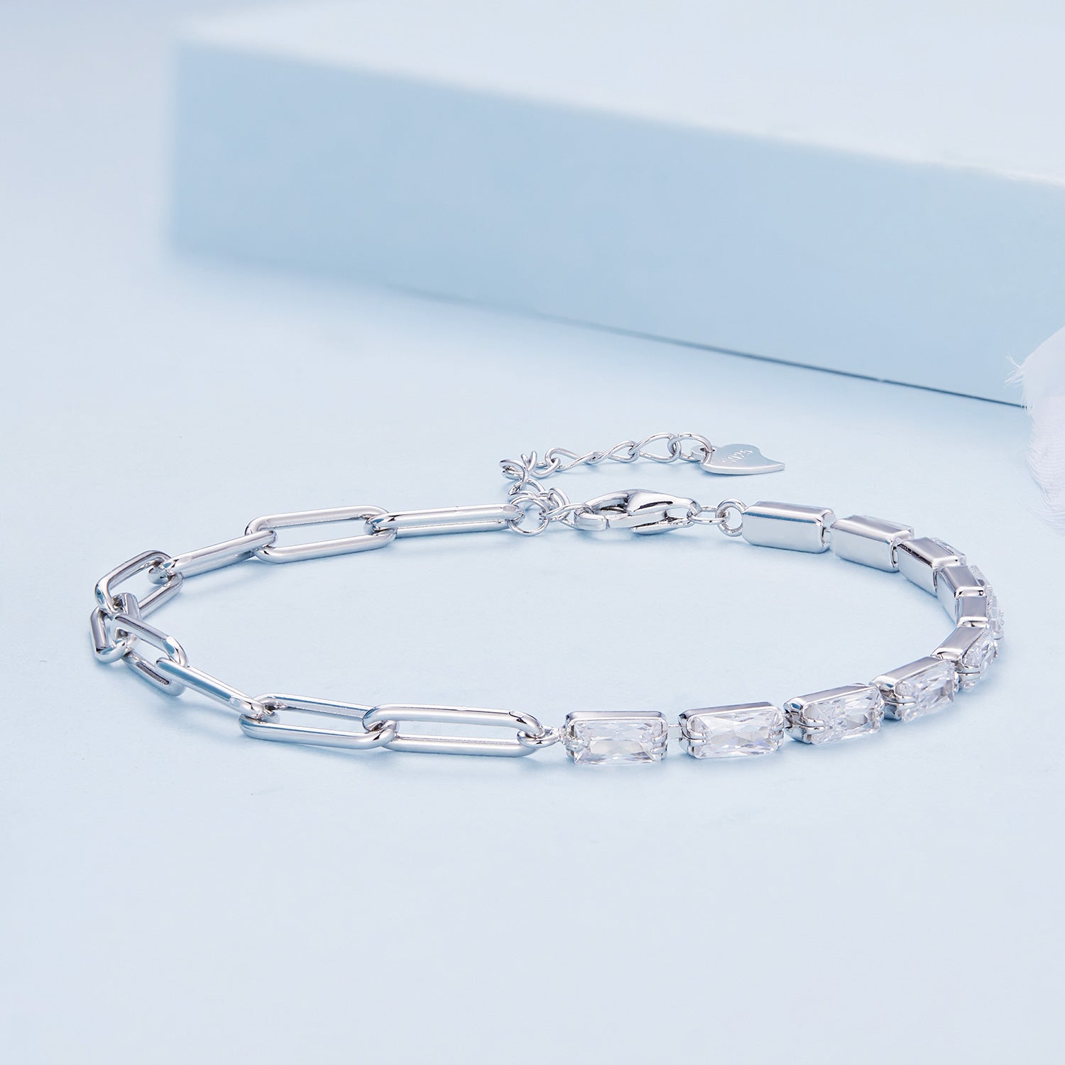 925 Sterling Silver Pavé Setting CZ Bracelet with Platinum Plating, Adjustable 14.5+3cm, for Women