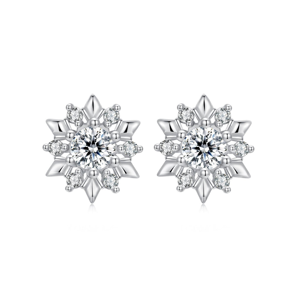925 Sterling Silver White Gold Plated 0.7cm Pavé Set CZ Earrings for Women
