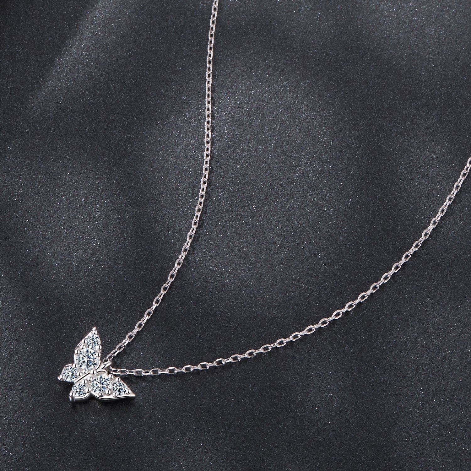 925 Sterling Silver Plated White Gold Moissanite Necklace 40+5cm for Women
