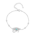 925 Sterling Silver Pavé Setting CZ & Translucent Opal Bracelet 160+50mm for Women