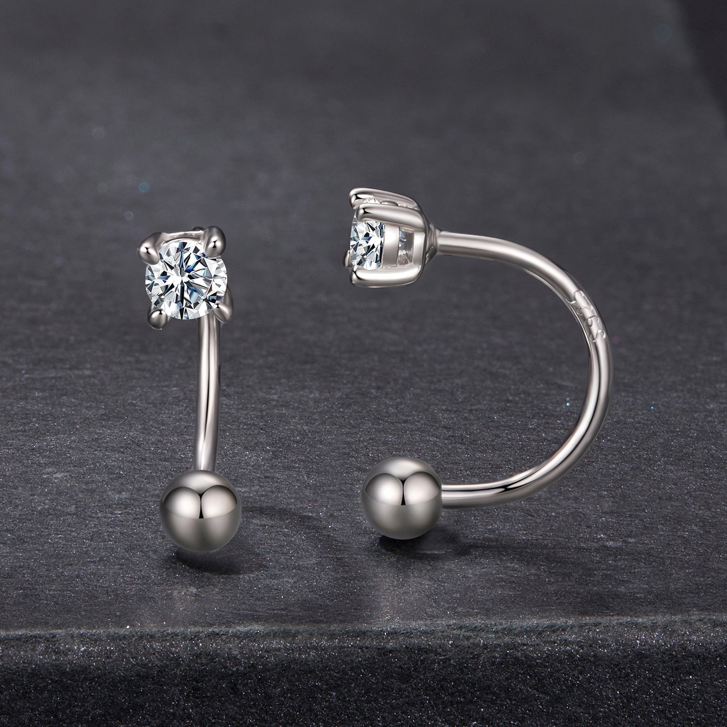 925 Sterling Silver Moissanite 0.1ct Earrings 1.3cm for Women