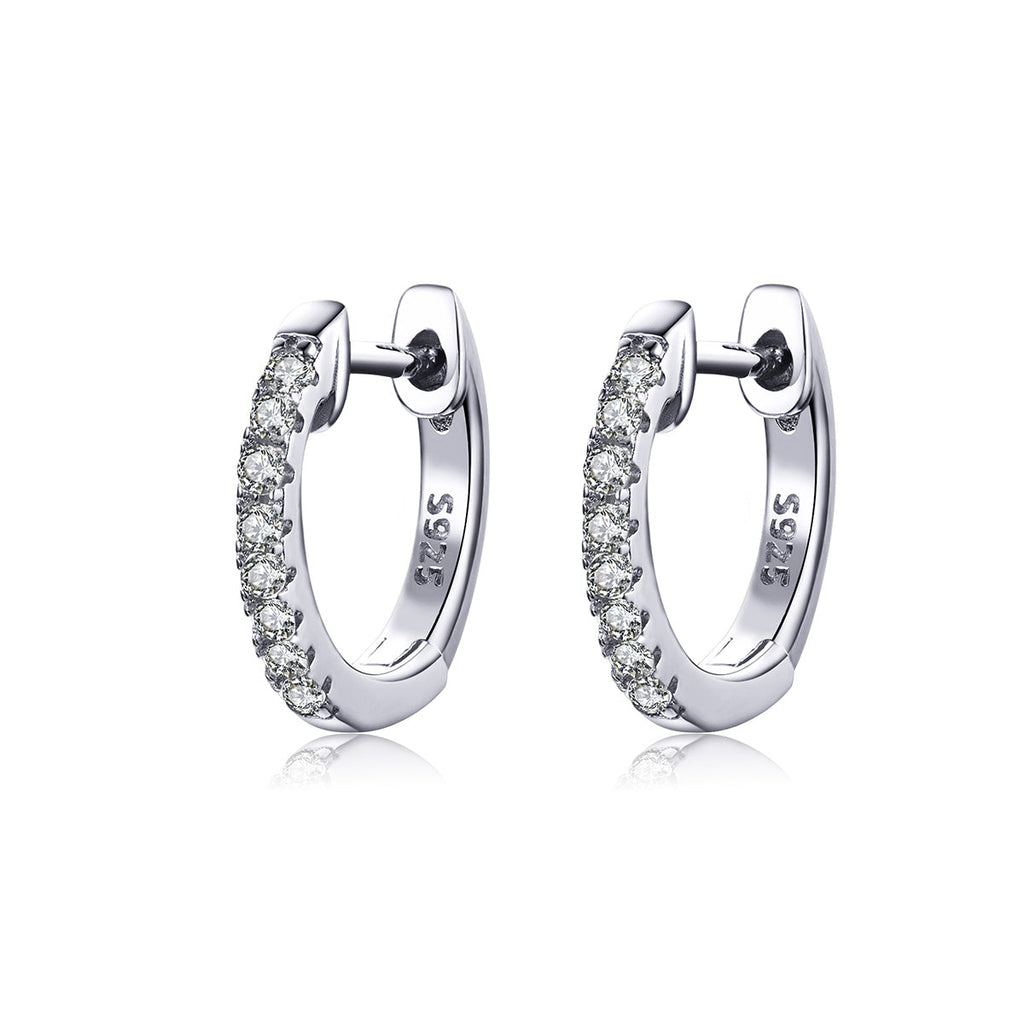 925 Sterling Silver 1.3cm Pavé Set CZ Earrings
